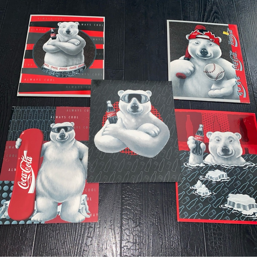 Vintage 1995 Stuart Hall Coca-Cola‎ Polar Bears Pocket 3 Holes Folders Lot 5